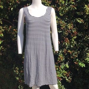 Saint Tropez West sleeveless navy blue & white striped dress